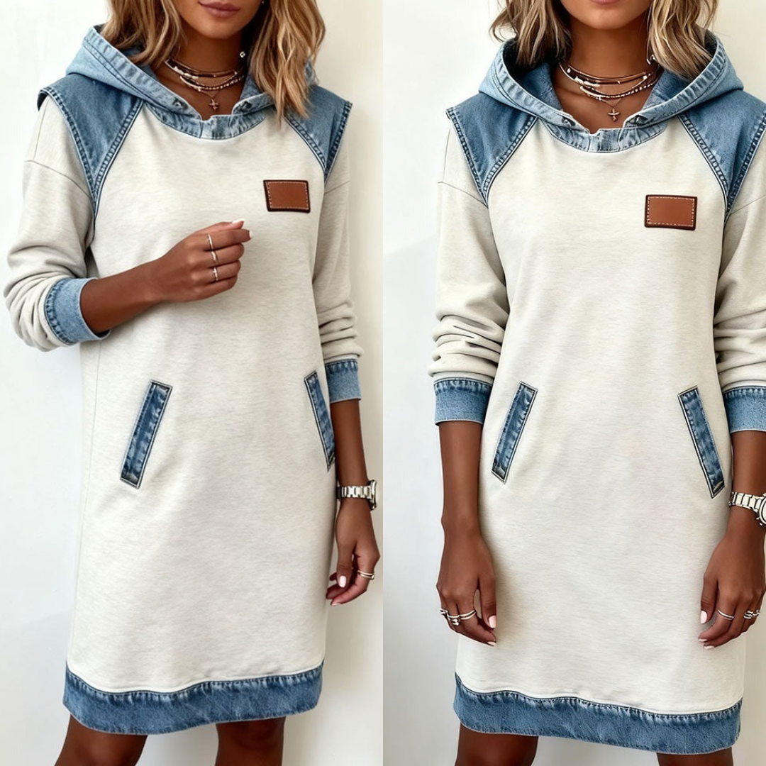 Lara – Džínové šaty s kapucí
